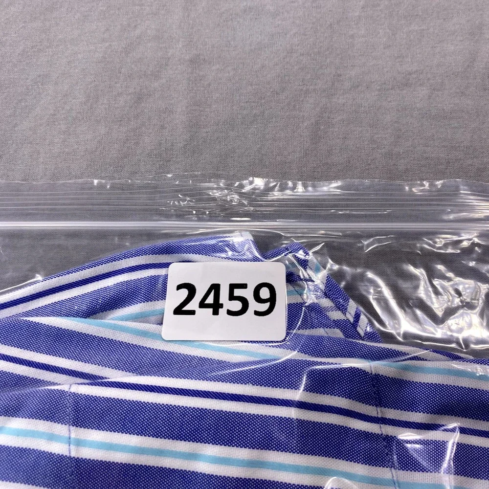 Banana‎ Republic Shirt Mens Large 16.5 34/35 Blue Striped Slim Button Up Dress